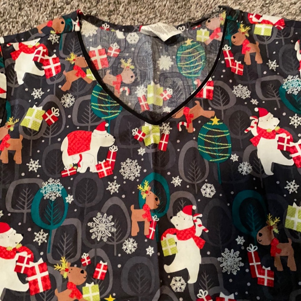 Dixies Christmas scrub top